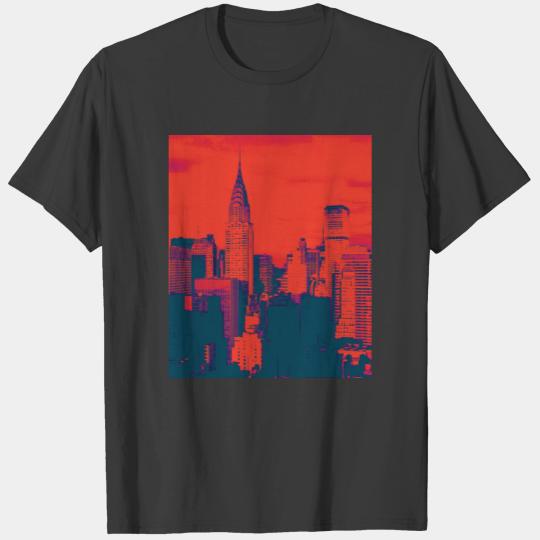 Dotted Pop Art Maroon Red New York City Artwork T-shirt