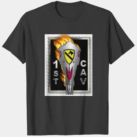 Radical Flaming Horse Skull 1st Cavalry Division T-shirt