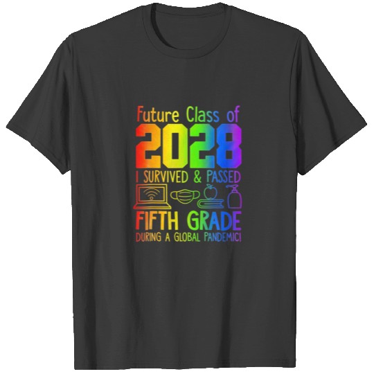 Colourful Class Of 2028 Fifth Grade Back To School T-shirt