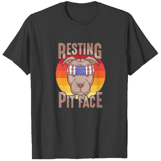 Resting pit face relaxing animal 4t of july pit bu T-shirt