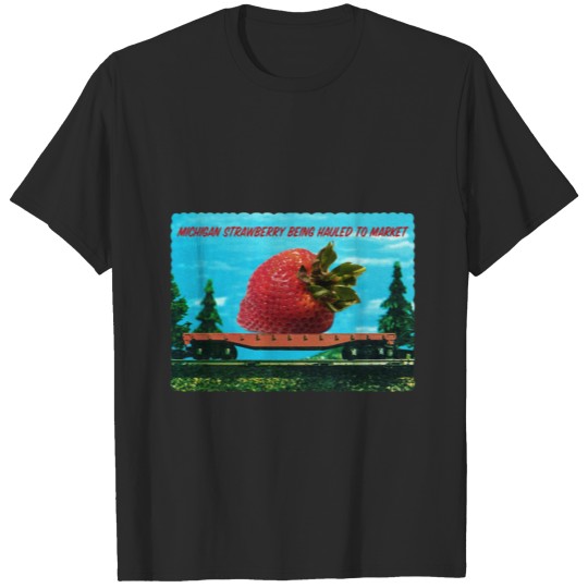 Vintage Gigantic Michigan Strawberry on Train T-shirt