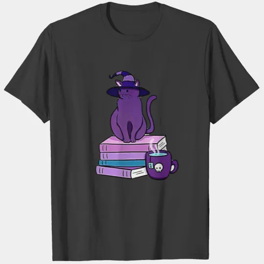 Purple cat with books plus size T-shirt