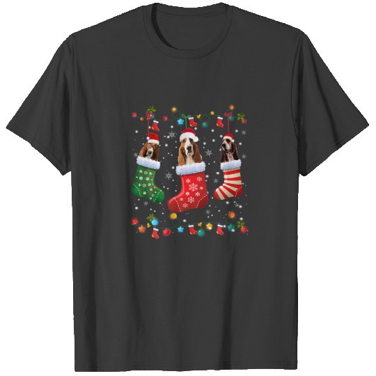 Basset Hound Christmas Socks Funny Xmas Pajama Dog T-shirt