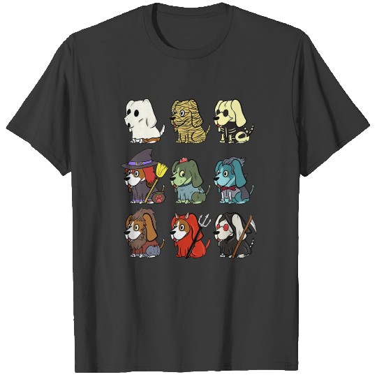 Basset Hound Scary Costumes Funny Dogs Halloween T-shirt