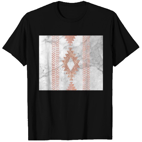 abstract minimalist rose gold aztec white marble T-shirt