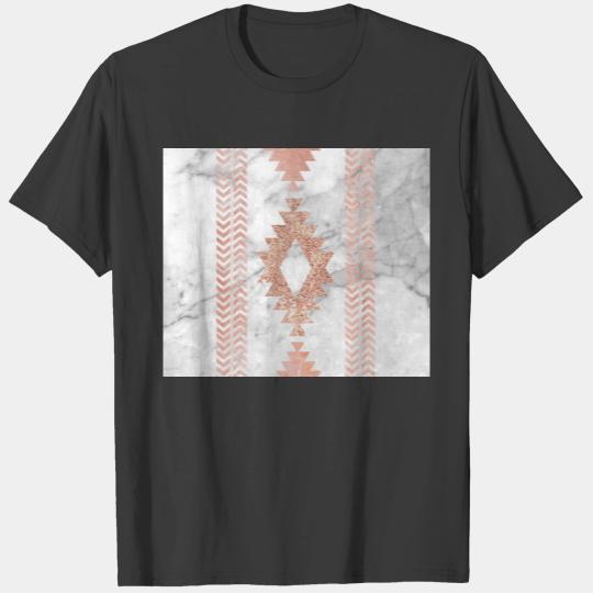 abstract minimalist rose gold aztec white marble T-shirt
