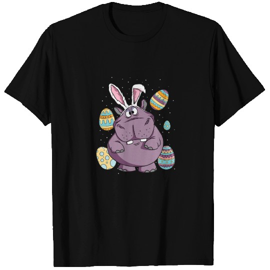 Funny Hippo Wearing Rabbit Bunny Ears Easter Sunda T-shirt