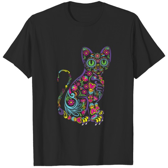 Discover Cat Sugar Skull Dia De Los Muertos Cute Mexican Da T-shirt