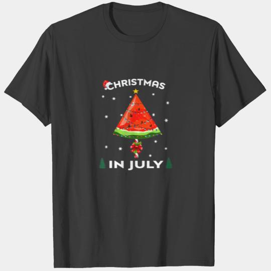 Christmas In July Watermelon Xmas Tree Summer Chri T-shirt