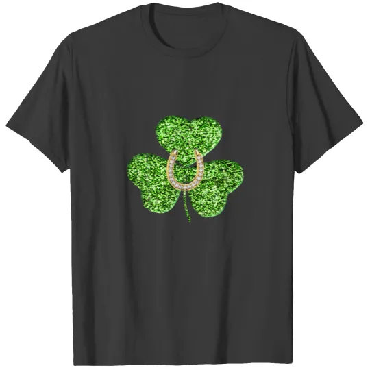 Irish Green Shamrock And Horseshoe T-shirt