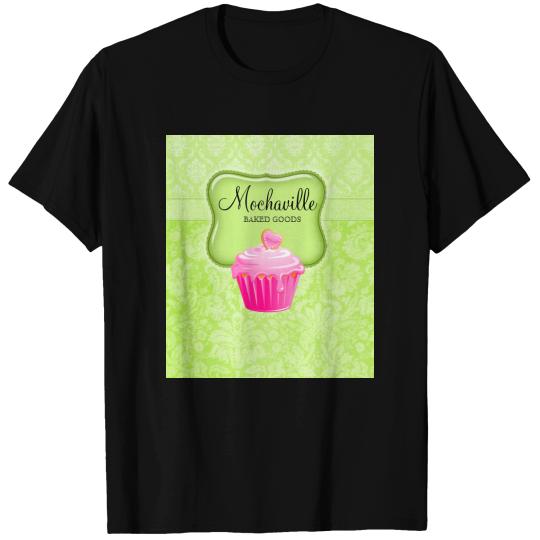 Bakery Cupcake Vintage Damask Lime T-shirt
