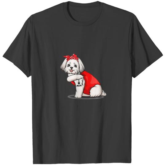 Women Gifts Maltese Dog Tattoo I Love T-shirt