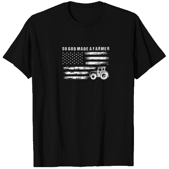 So God Made A Farmer Retro American Flag Tractor T-shirt
