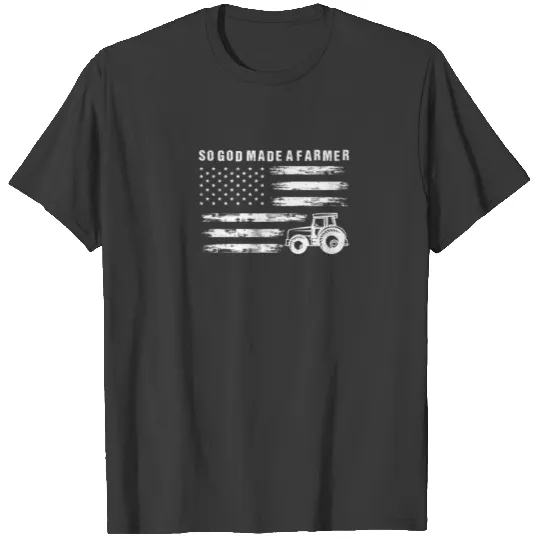 So God Made A Farmer Retro American Flag Tractor T-shirt