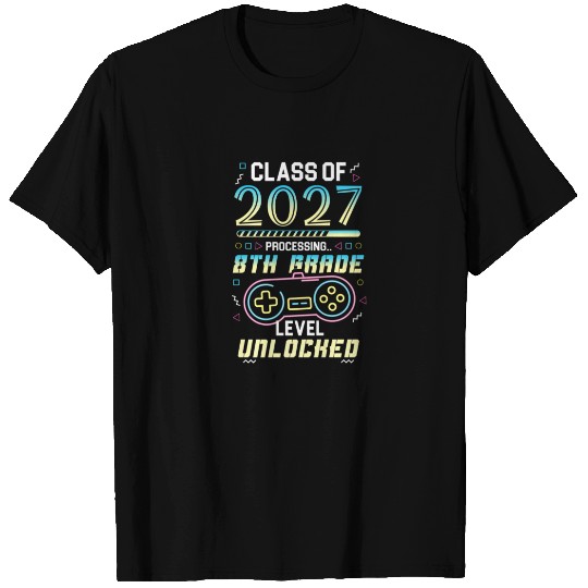 Class Of 2027 Gaming 8Th Grade Level Unlocked Back T-shirt