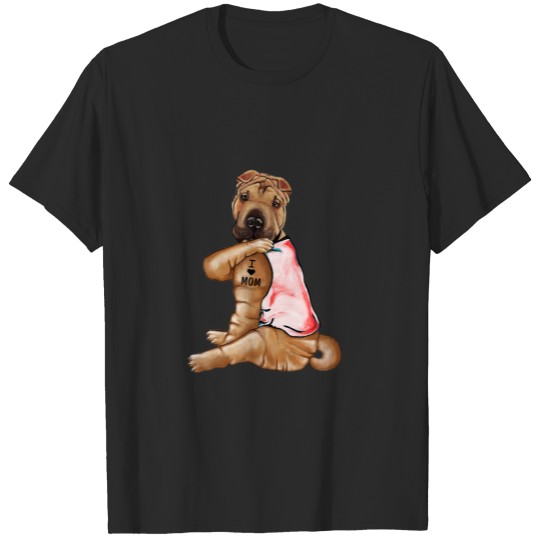 australian shepherd Dog Tattoo I Love Mom Mother's T-shirt
