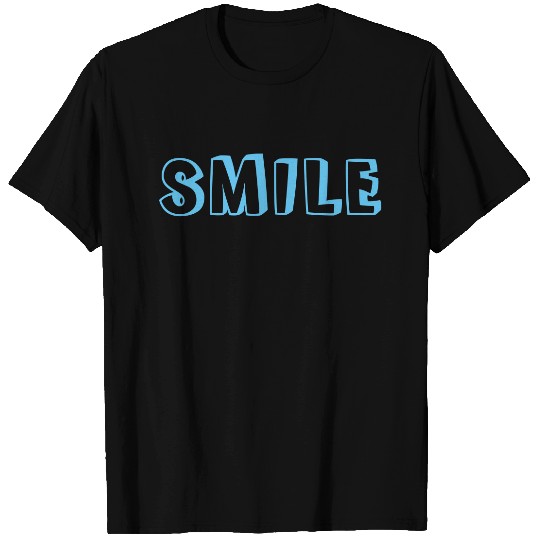 "Smile" light blue letters grey T-shirt