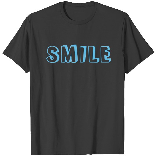 "Smile" light blue letters grey T-shirt