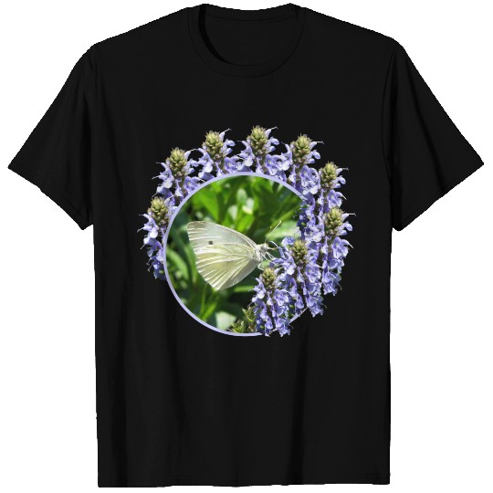 White Butterfly Lavender Flowers T-shirt