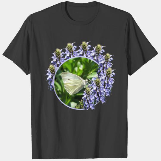 White Butterfly Lavender Flowers T-shirt
