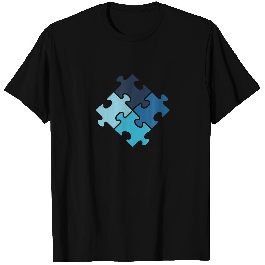 Autism Down Syndrome Awareness Blue Puzzle Pieces T-shirt