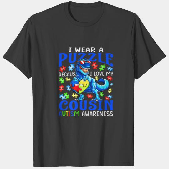 I Wear A Puzzle Because I Love My Cousin Autism Di T-shirt