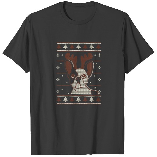 Christmas French Bulldog Pug Santa Hat Funny T-shirt