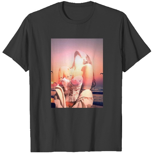 woman sunset sleeveless T-shirt