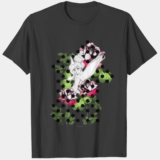 Tinker Bell Sketch With Roses and Polka Dots T-shirt