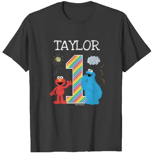 Sesame Street Pals Chalkboard Rainbow 1st Birthday T-shirt