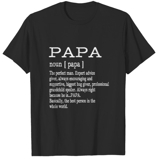 Papa Definition Grandpa Father's Day Gifts Men T-shirt