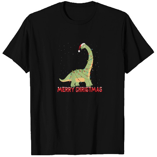 Cute Brontosaurus Christmas Tree Lights T-shirt