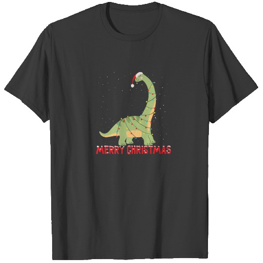 Cute Brontosaurus Christmas Tree Lights T-shirt