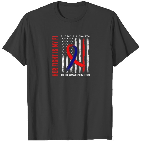 Her Fight CHD Awareness Mother Mom American Flag B T-shirt
