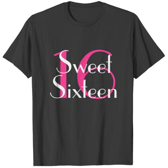 Discover Glam Monogram Sweet Sixteen 16 Birthday Pink White T-shirt