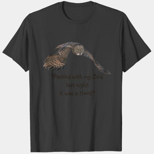 Funny Positive Flying Great Grey Owl Wildlife Art T-shirt