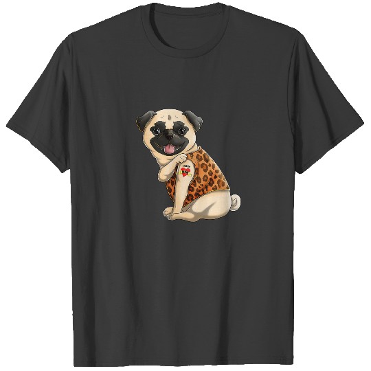 Pug I Love Mom Tattoo Dog  Funny Mother's Day T-shirt