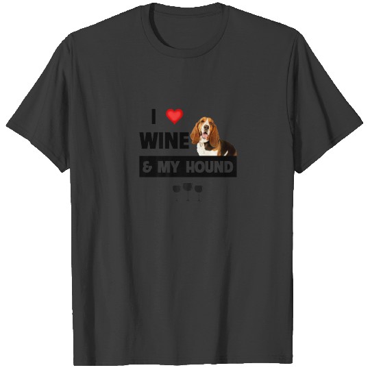 Discover I Love Wine And My Bassett Hound Mom Dad Drinking T-shirt
