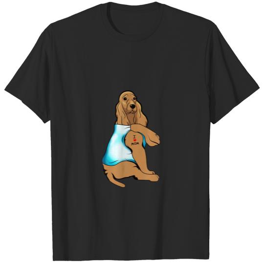 Discover Cocker Spaniel Dog Tattoo I Love Mom Mother's Day T-shirt