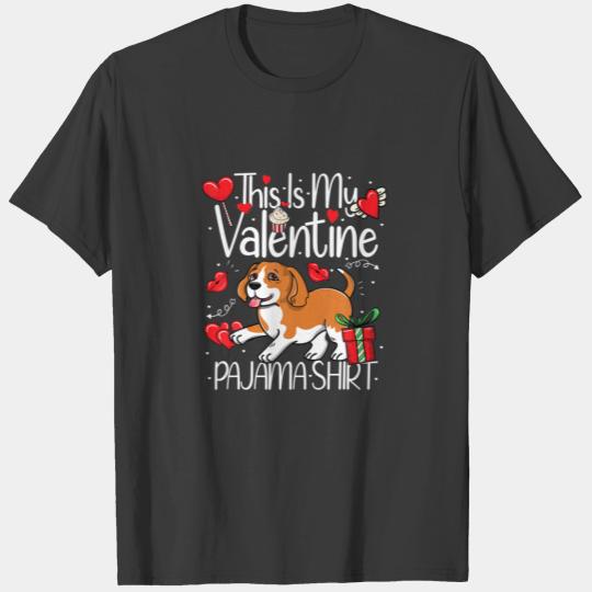 Cute This Is My Valentine Pajama Beagle Puppy Love T-shirt