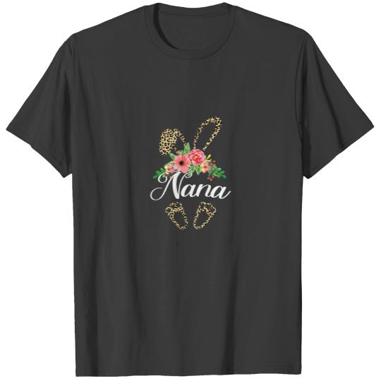 Womens Mother's Day Easter Gifts Flower Nana Leopa T-shirt