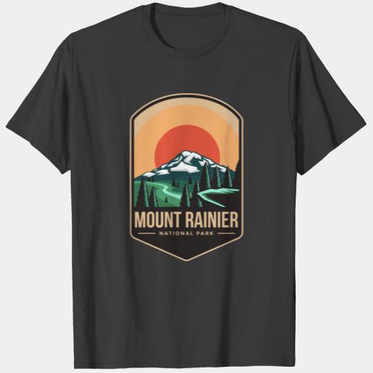 Mount rainier national park emblem patch logo polo T-shirt