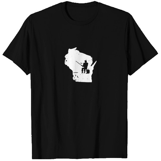 Wisconsin Ice Fishing State Map T-shirt
