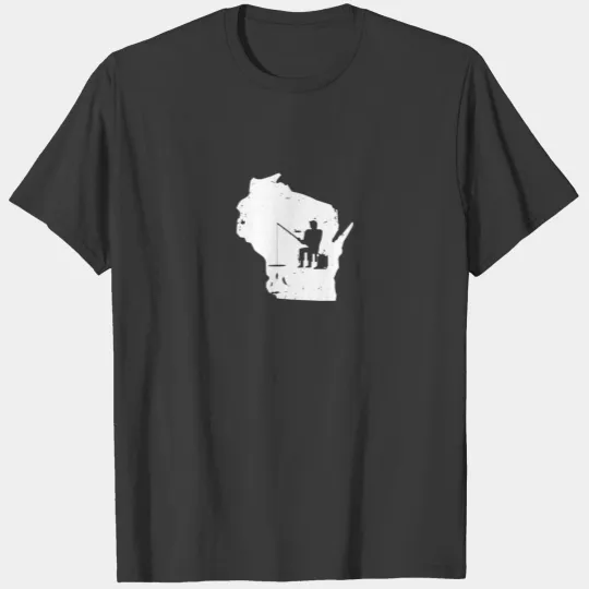 Wisconsin Ice Fishing State Map T-shirt
