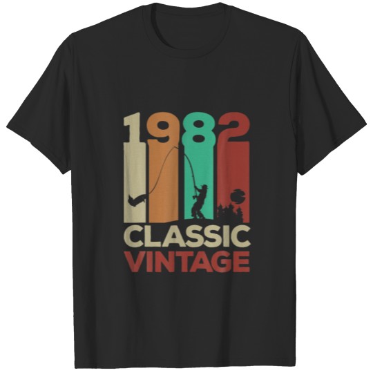 40Th Birthday 1982 Anglers Fishing Retro Vintage T-shirt