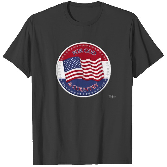 For God And Country - round with 50 stars US Flag T-shirt