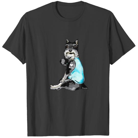 Dog Has Tattoo I Love Mom Miniature Schnauzer Dog T-shirt