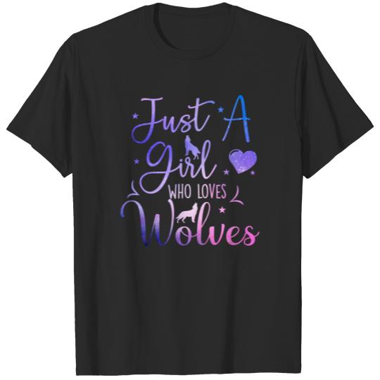 Just a Girl Who Loves Wolves Cute Galaxy Space Wol T-shirt