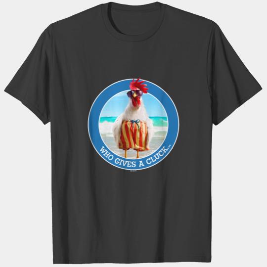 Rooster Dude Chillin' at Beach in Swim Trunks T-shirt