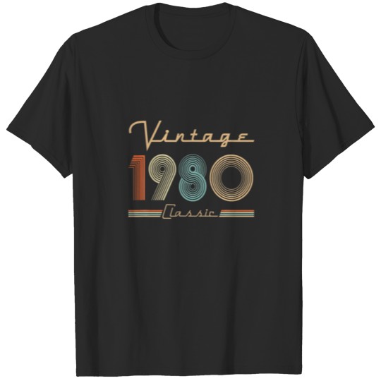 Discover Vintage 1980 Retro Classic Birthday Men Women Gift T-shirt